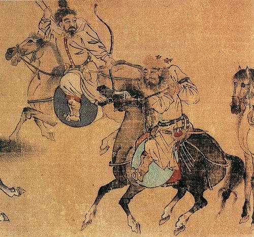 《胡人出猎图》明 张龙章 绢本设色 纵24.5厘米 横303厘米