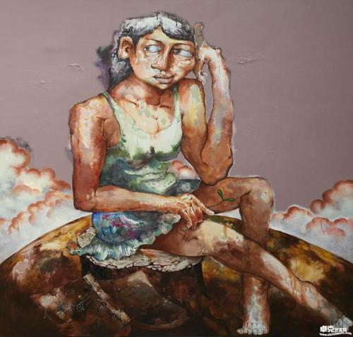 思想者 作品尺寸:150x150cm 创作年代:2015 材质形质:布面丙烯