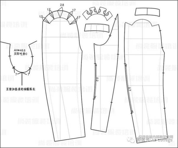 4-根据款式将吃势合理的从袖山收掉;画出分割位置;提取袖子净样版