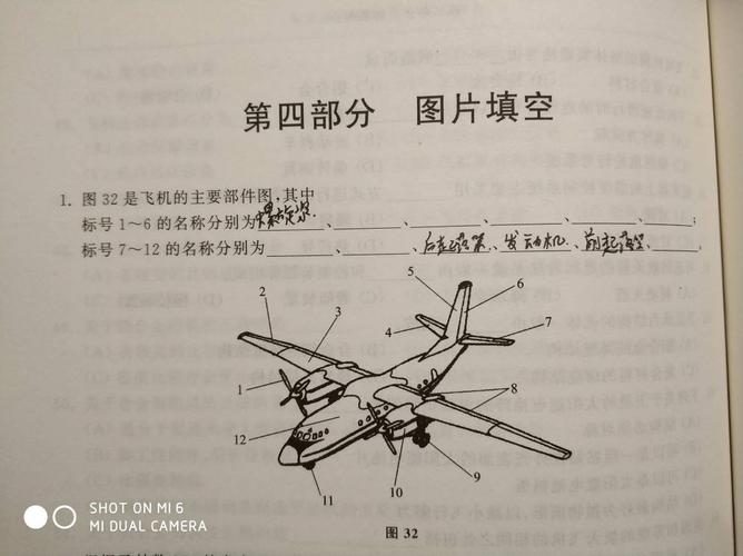 如图,问飞机的主要部件图