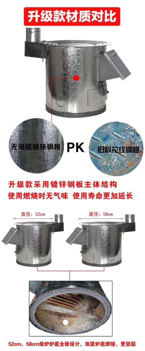 柴火灶取暖柴火炉子家用农村室内烤火采暖炉新式无烟移动便携节能大锅