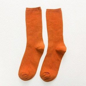 秋冬长袜个性橙橘色袜子女潮袜中筒袜薄款五彩嘟嘟袜女韩国推推袜