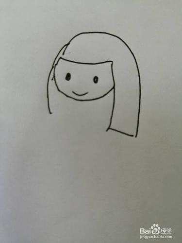 第三步,然后我们继续画出可爱的小女孩的小嘴巴,小嘴巴画法也比较