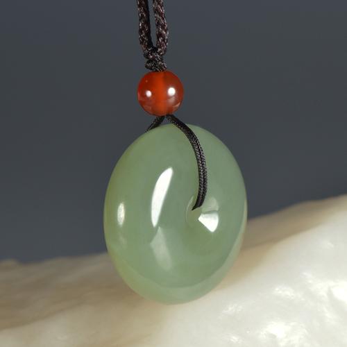 和田玉青玉平安扣吊坠天然玉石平安扣玉坠男女情侣玉器挂件批发