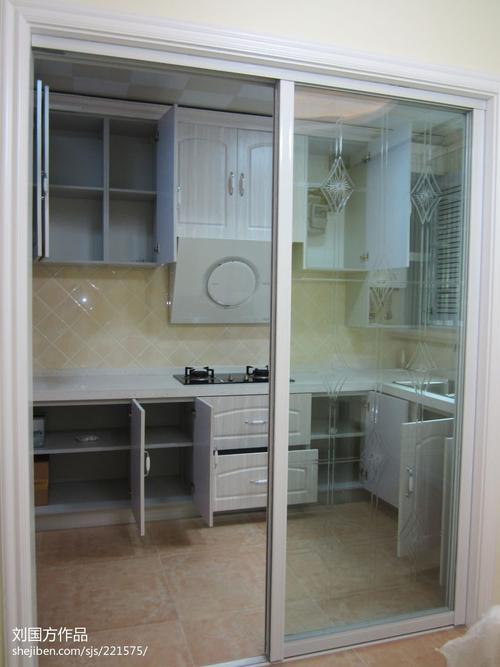 地中海厨房玻璃推拉门效果图
