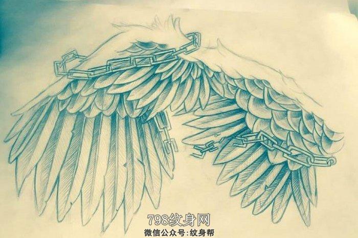 翅膀纹身手稿:推荐十几张精美翅膀纹身手稿图案