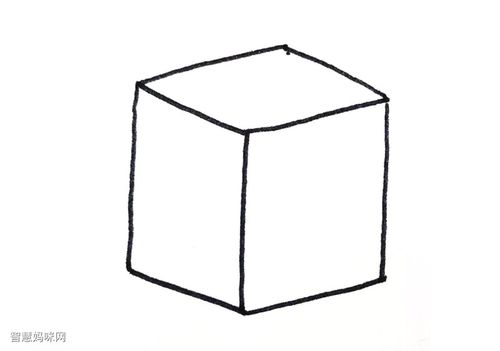 步骤2:上方画出两条斜线,形成一个立方体.
