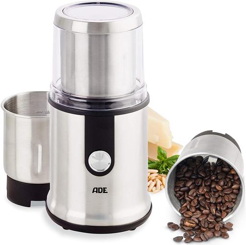 ade 香料和咖啡研磨器 ka 1805(300瓦功率的切碎机,2个不锈钢研磨容器