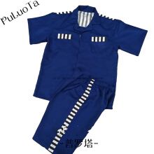 万圣节囚服囚犯狱服衣服男女监狱表演舞台剧演出道具服装 深蓝色长袖