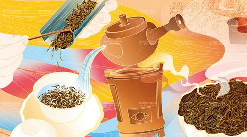 潮汕工夫茶手绘原创插画 潮汕姑娘小红鱼