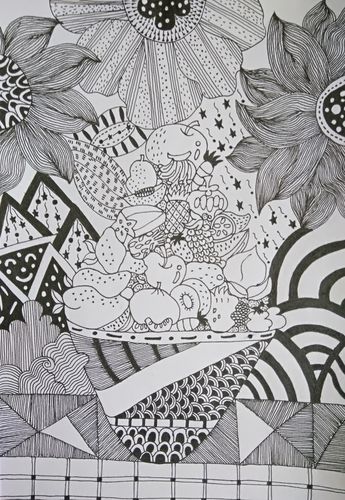 第八周课后作业 三角形构图无缝堆积创意线描画