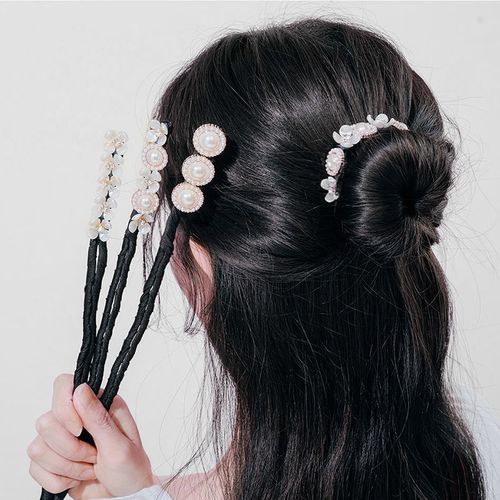 2021年新款韩国丸子头盘发器懒人珍珠编发造型神器女