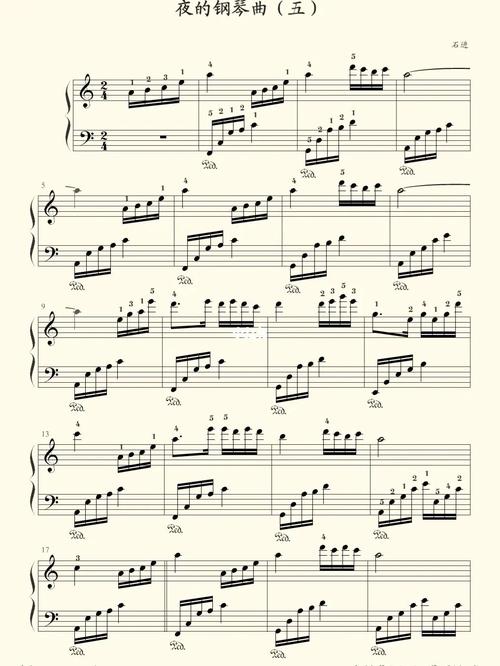 《夜的钢琴 五》 c调简易版_钢琴_钢琴谱_钢琴曲_娱乐
