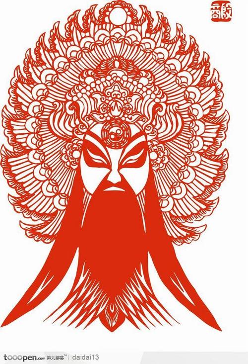 面善的京剧的脸谱剪纸