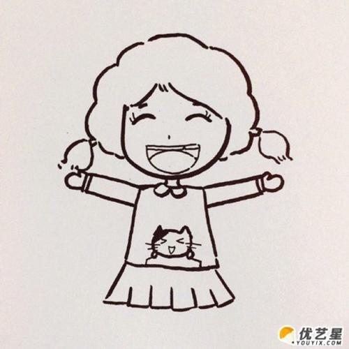 活泼开朗的小女孩怎么画 笑容的女生简笔画画法