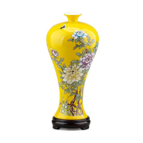 珐琅彩荣华富贵美人肩瓶 张震大师作品