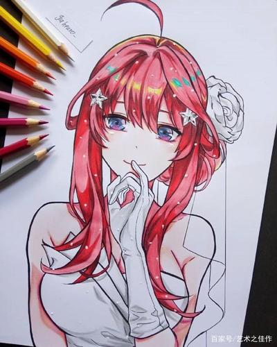 一组超级可爱的动漫人物彩铅画,太酷了