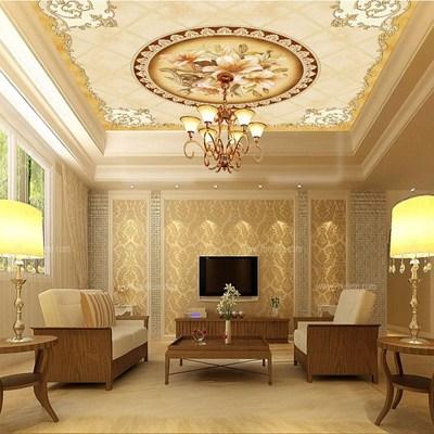 8d欧式客厅天花板壁纸3d立体卧室吊顶墙布房顶背景墙纸中式壁画花