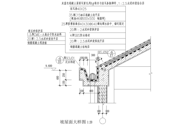 【檐口天沟大样图】坡屋面构造