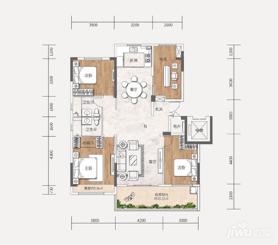 十堰汉成国宾府135㎡四室两厅两卫墅质洋房户型解析