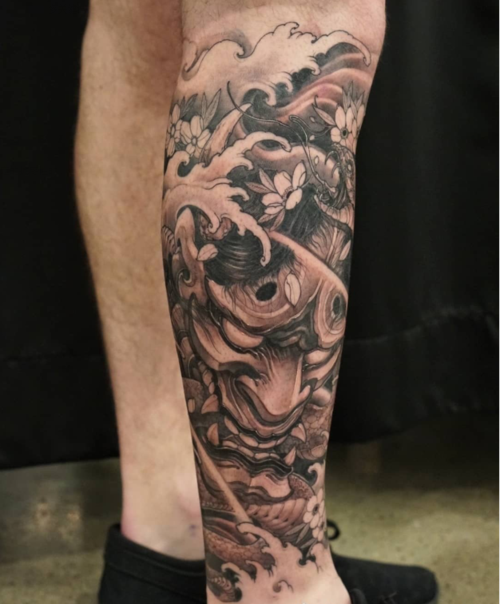 男生小腿纹身图集包小腿好看的图片9