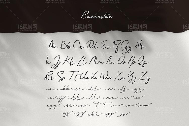 现代优雅英文书法艺术字体16素材网精选 ravenstar – modern script
