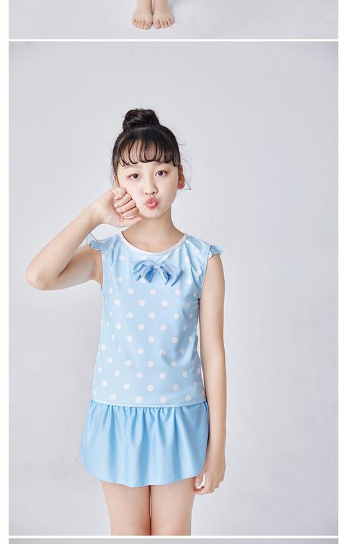 儿童泳衣女童2021新大童泳装女孩分体裙式青少年学生中大童游泳衣