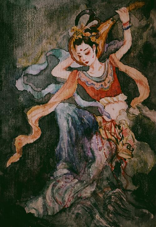 东方丽影 敦煌飞天反弹琵琶 素手把芙蓉 虚步蹑太清 霓裳曳广带 飘浮