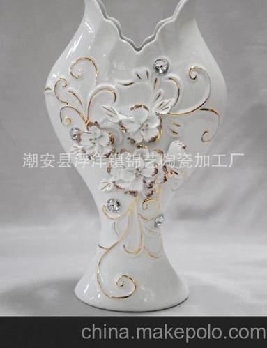 描金寄花 高雅陶瓷工艺礼品花瓶 家居摆设装饰摆件