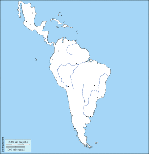 拉丁美洲 : 免费地图, 免费的空白地图, 免费的轮廓地图, 免费基地