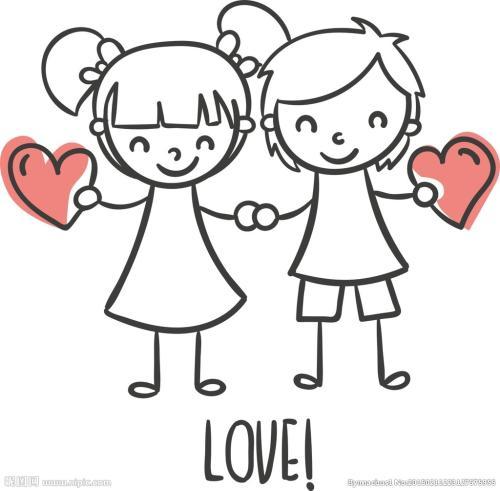 兄妹牵手简笔画