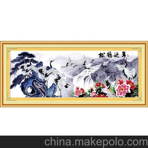 乐彩3d精准印花十字绣最新款客厅画福寿万年长年运鹤松十字绣大幅