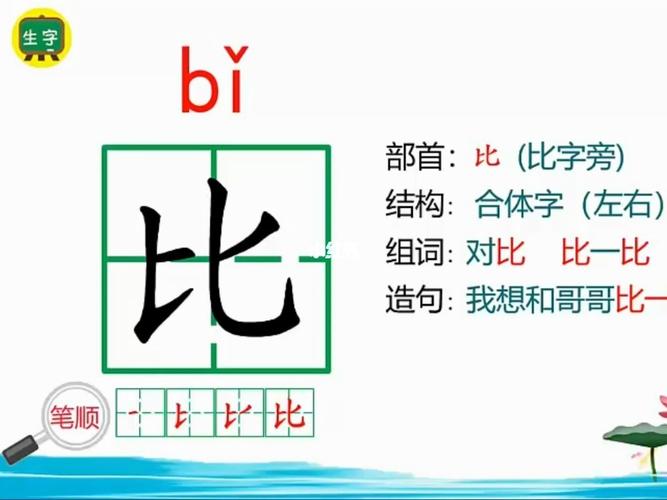 《比尾巴》生字讲解_语文_一年级语文上册_教育_小学