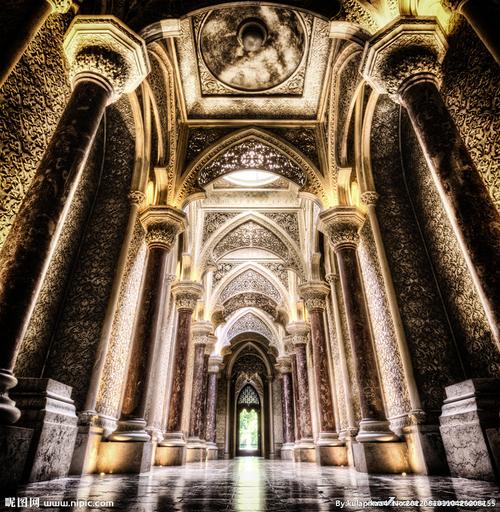 欧洲宫廷式走廊摄影图__室内摄影_建筑园林_摄影图库