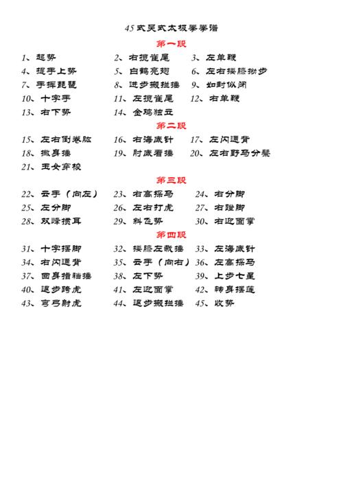 式吴式太极拳拳谱