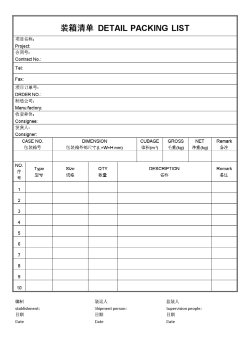 外贸中英文装箱清单doc4页