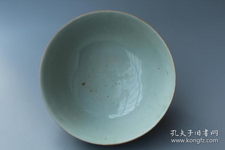 真品古玩古代瓷器明清民窑陶瓷清代嘉庆豆青釉酱边碗民间文物