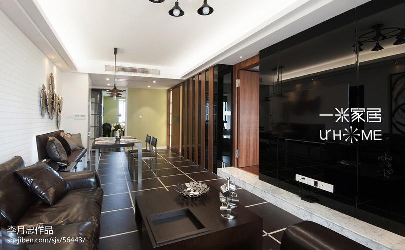 混搭风客厅黑镜电视墙装修效果图