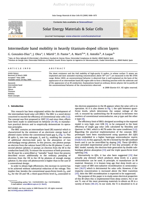 intermediate band mobility in heavily titanium doped silicon
