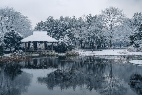 看看古意浓浓的杭州茅家埠雪景吧!