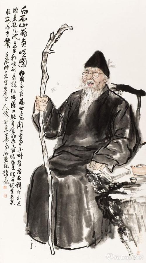 白石山翁负暄图
