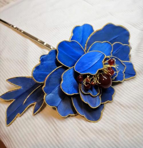 仿故宫牡丹花点翠簪