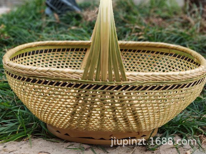 精品竹编菜篮手工编织竹篮竹筐竹工艺品手提篮影视剧道具篮舞蹈篮