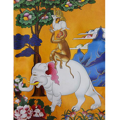 四瑞唐卡挂画和气藏式装裱镀金烫金画心居家装饰藏族