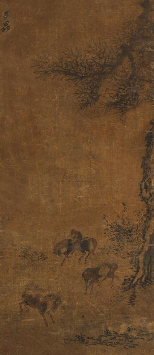 【牧马图 立轴 设色绢本】拍卖品_图片_价格_鉴赏_绘画_雅昌艺术品