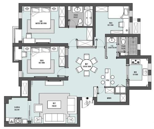 135平米的房子装修只花了21万,美式风格让人眼前一亮!