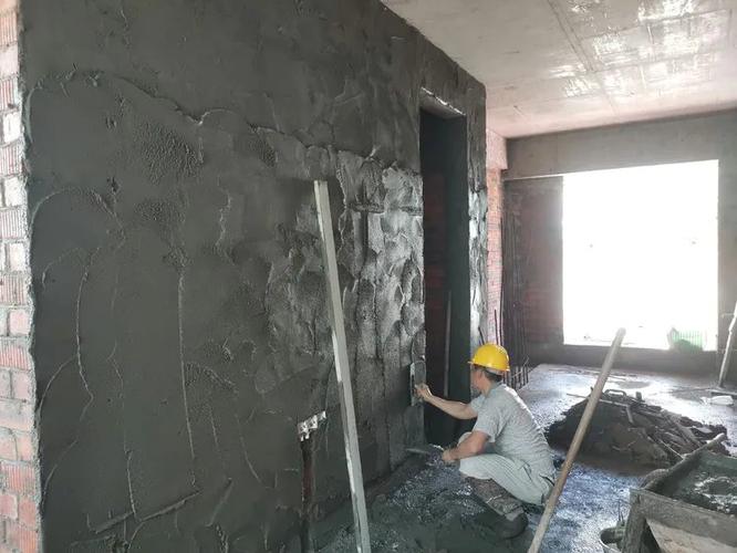 样板房三内墙体抹灰施工