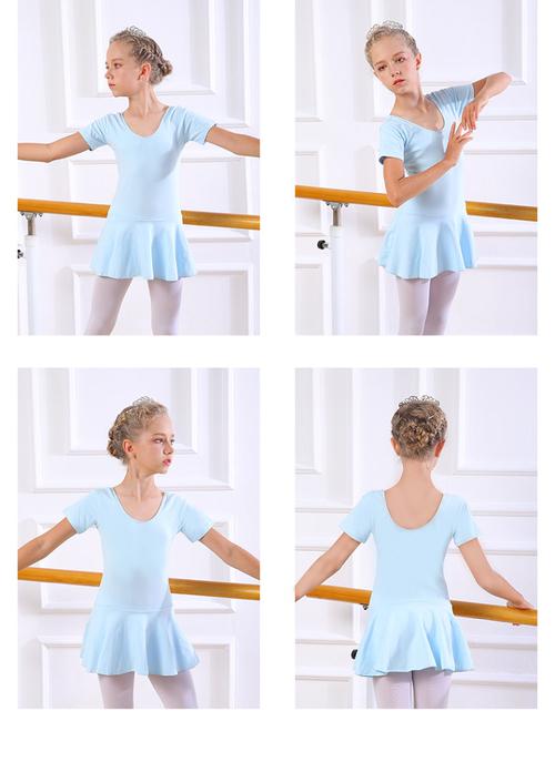 舞蹈服儿童女童春秋长袖纯棉练功服女孩连体考级服跳舞裙芭蕾舞裙