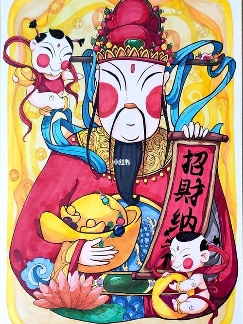 财神爷日_财神上门_文化_绘画