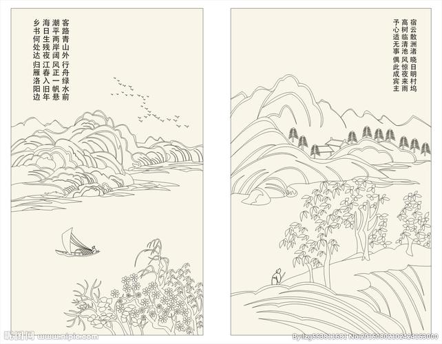 矢量山水画图片
